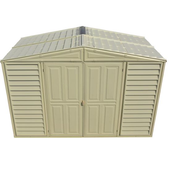 This shed is all weather, fire retardant, greater long term value and maintenance free; shed will not rust or corrode like a painted metal. 